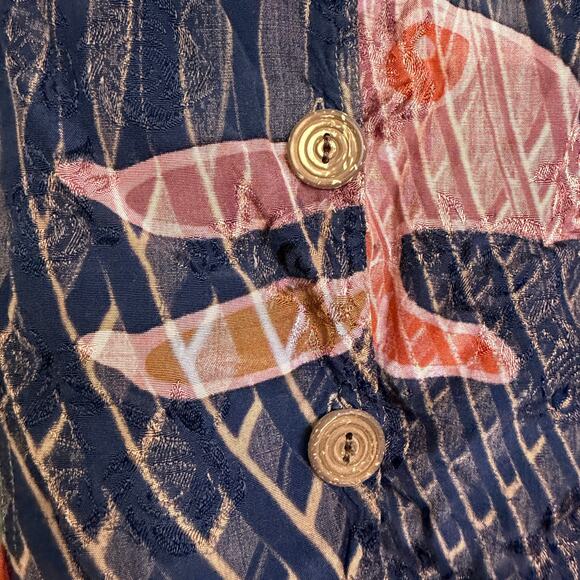 Kusnadi Top Womens Long Sleeve Button Up Fish Art Lagenlook Colorblock Handmade - Picture 8 of 12